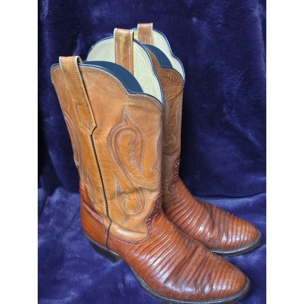Rios of Mercedes Two-Tone Tan & Brown Western Cowboy Boots Sz 10D Pointed Toe